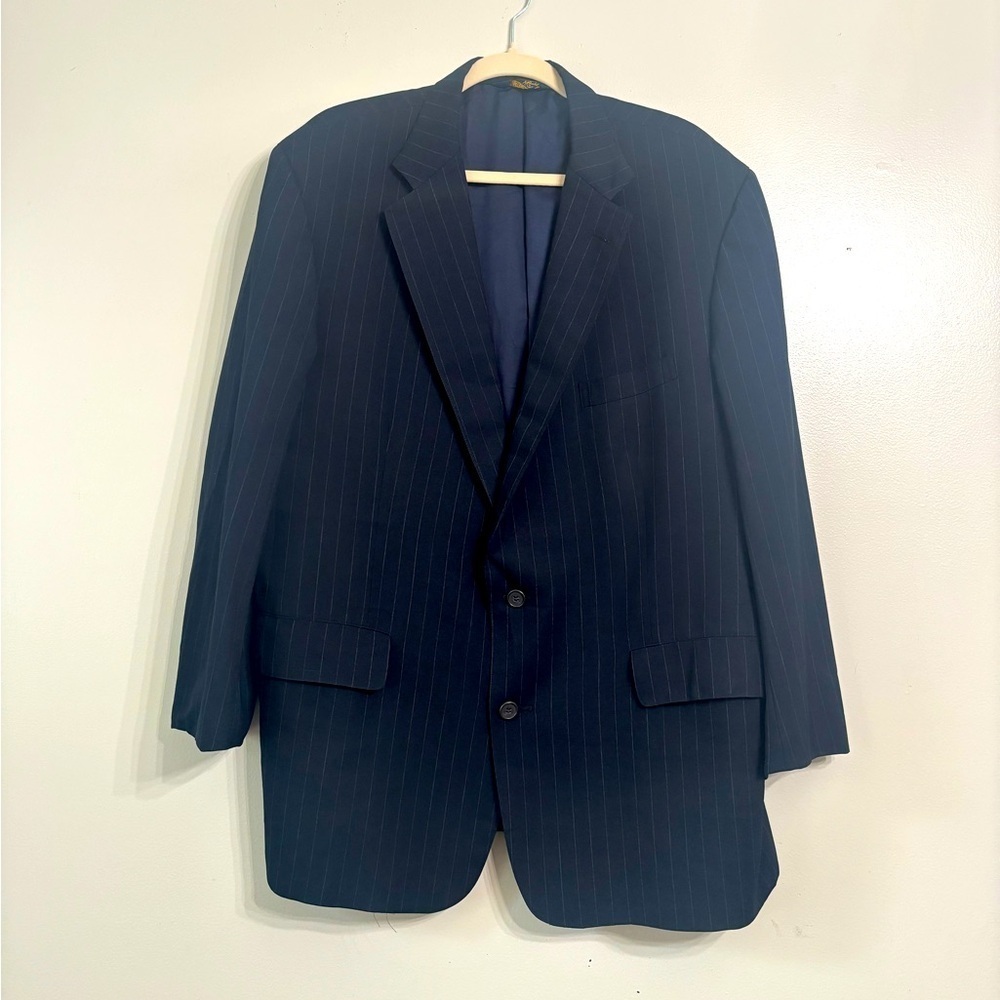 Brooks Brothers Wool Navy Blue gray Pinstripe Blazer Sportcoat Suit Jacket
 45R